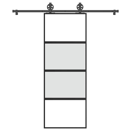 Schiebetür mit Beschlag 76x205 cm Hartglas & Aluminium