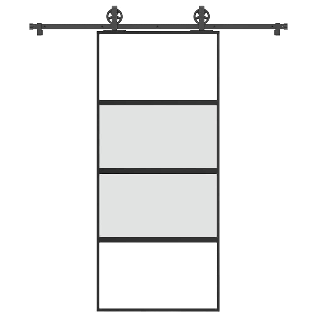 Schiebetür mit Beschlag 90x205 cm Hartglas & Aluminium