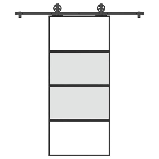 Schiebetür mit Beschlag 90x205 cm Hartglas & Aluminium