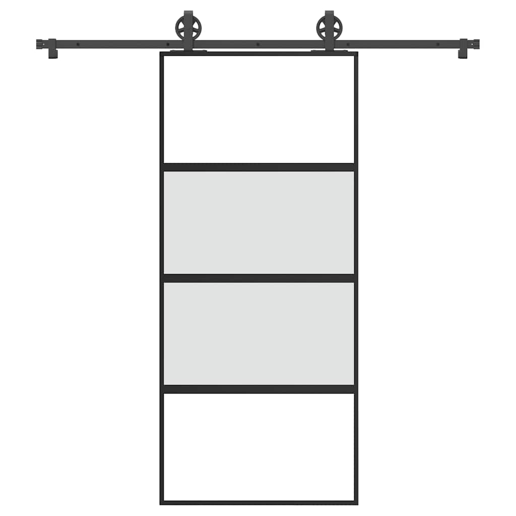 Schiebetür mit Beschlag 90x205 cm Hartglas & Aluminium