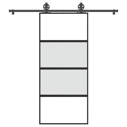 Schiebetür mit Beschlag 90x205 cm Hartglas & Aluminium