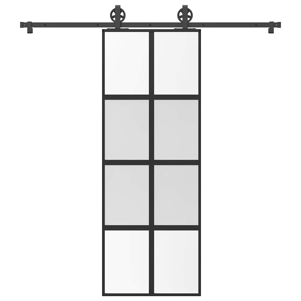 Schiebetür mit Beschlag 76x205 cm Hartglas & Aluminium