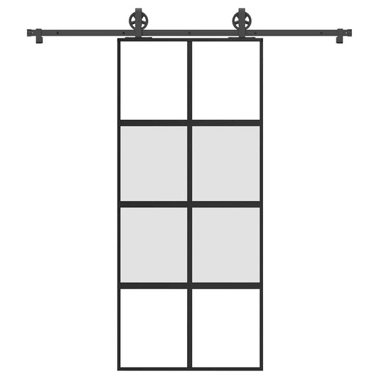 Schiebetür mit Beschlag 90x205 cm Hartglas & Aluminium