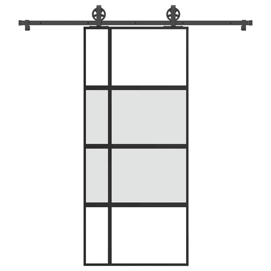 Schiebetür mit Beschlag 90x205 cm Hartglas und Aluminium