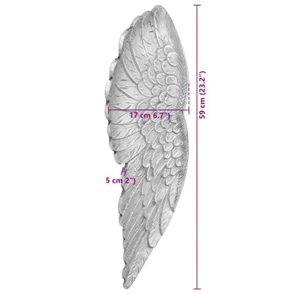 Flügel-Skulptur Silber 17 x 5 x 59 cm Aluminium