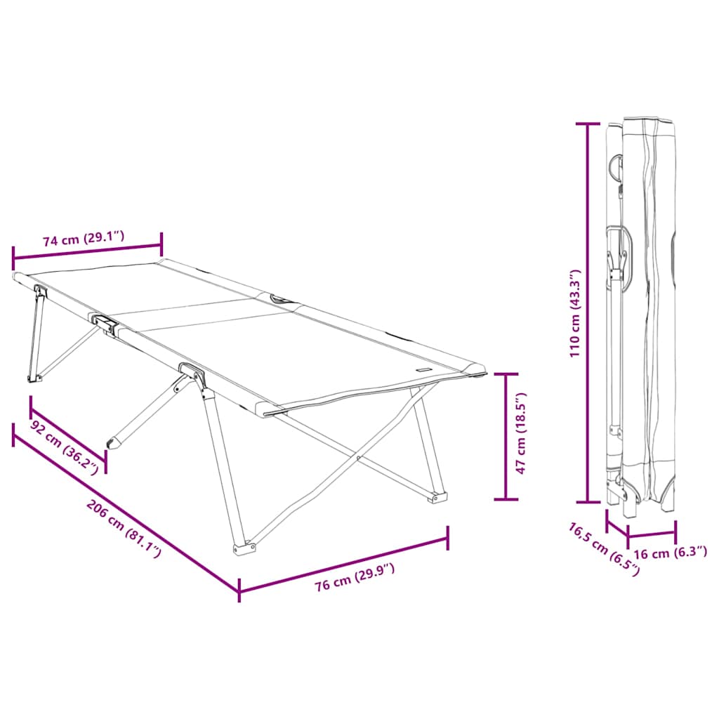 Klapp Schlafbett fürs Camping Blatt Wald 206 x 76 x 74 cm