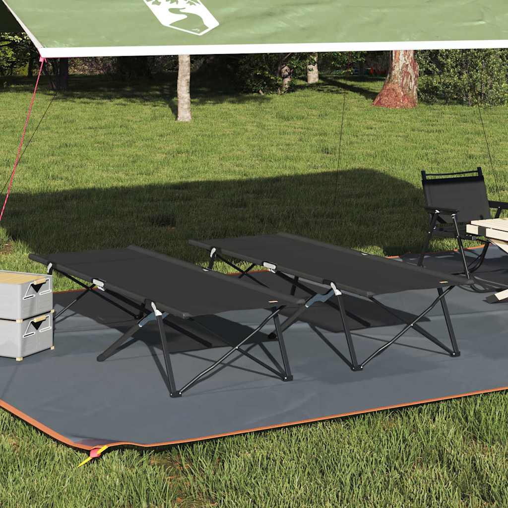 Klapp Schlafbett fürs Camping 2 pcs Schwarz 206 x 76 x 74 cm