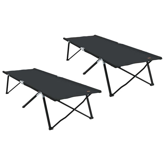 Klapp Schlafbett fürs Camping 2 pcs Schwarz 206 x 76 x 74 cm