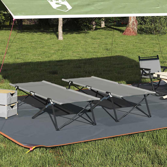 Klapp Schlafbett fürs Camping 2 pcs Grau 206 x 76 x 74 cm