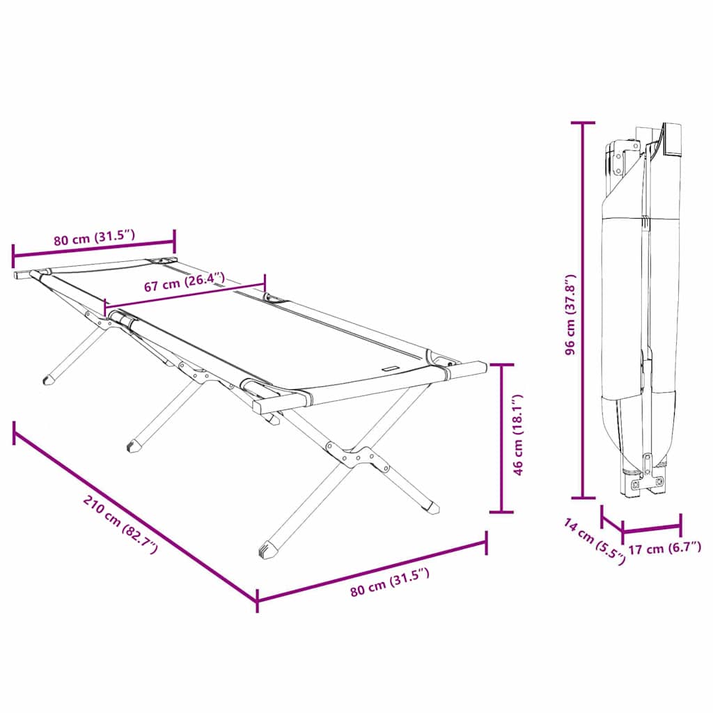 Klapp Schlafbett fürs Camping Blau 210 x 80 x 46 cm