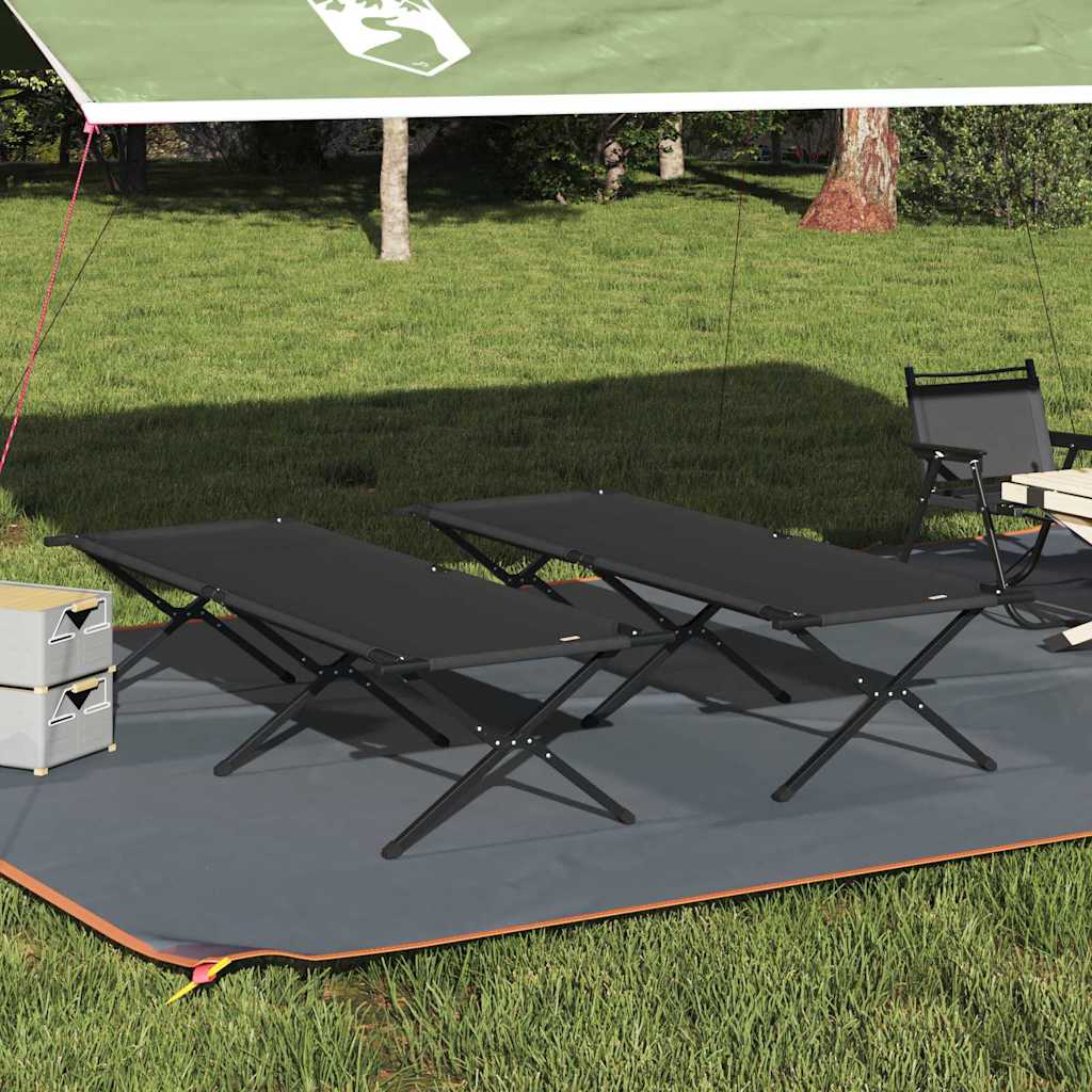 Klapp Schlafbett fürs Camping 2 pcs Schwarz 210 x 80 x 46 cm