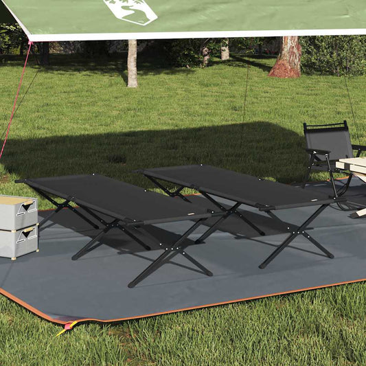 Klapp Schlafbett fürs Camping 2 pcs Schwarz 210 x 80 x 46 cm