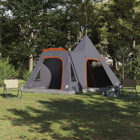 Teepee Zelt mit Dach Grau und Orange 545 x 450 x 295 cm