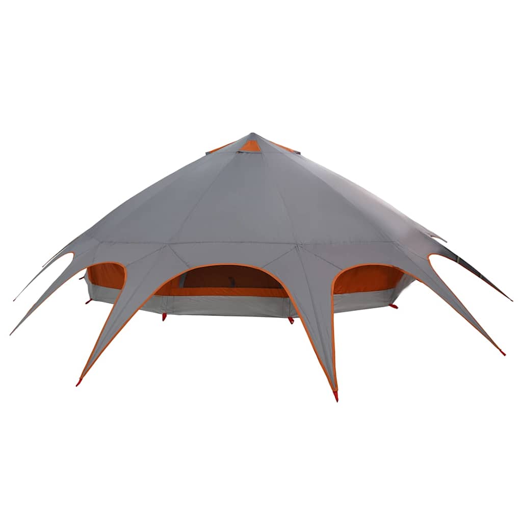 Teepee Zelt mit Dach Grau und Orange 600 x 600 x 347 cm
