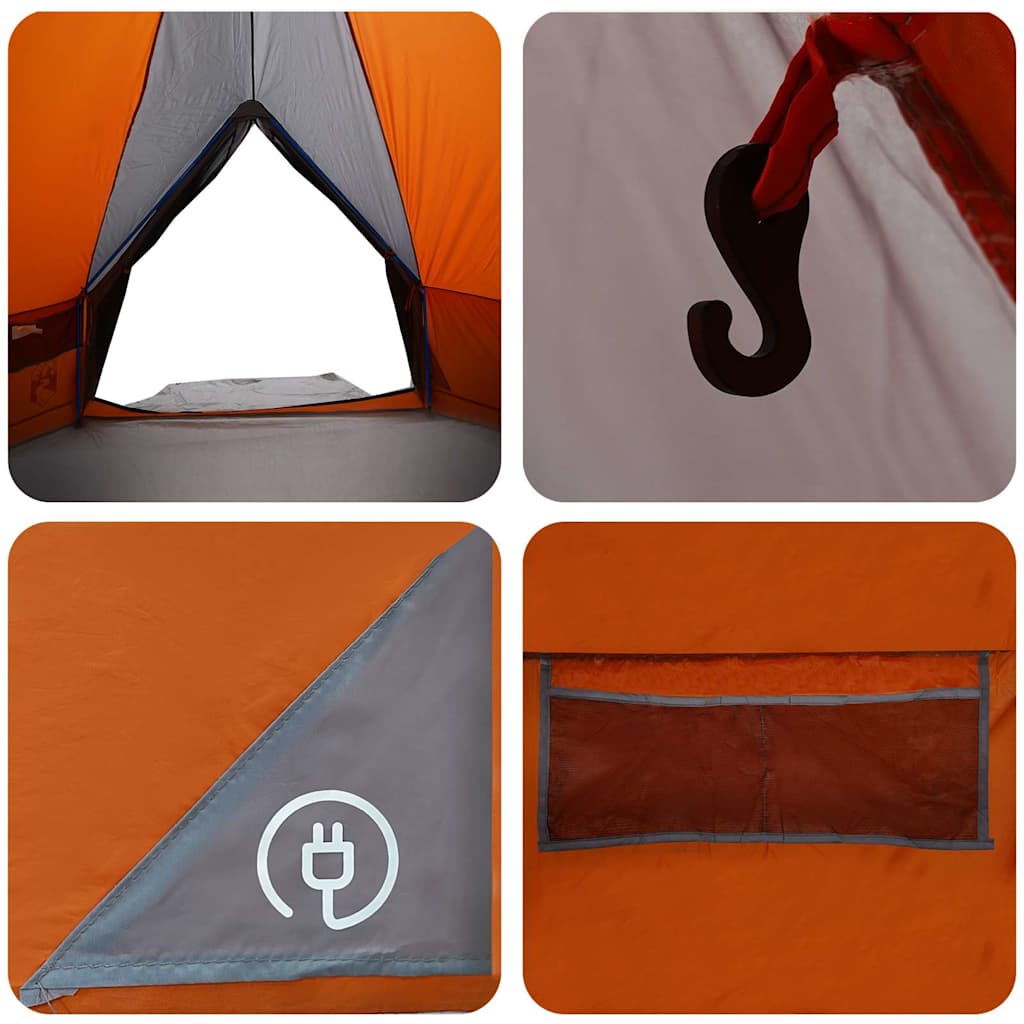 Teepee Zelt mit Dach Grau und Orange 490 x 410 x 210 cm