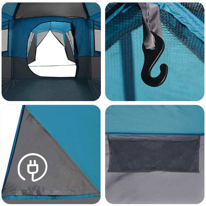 Familienzelt mit Dach Blau und Grau 745 x 700 x 217 cm