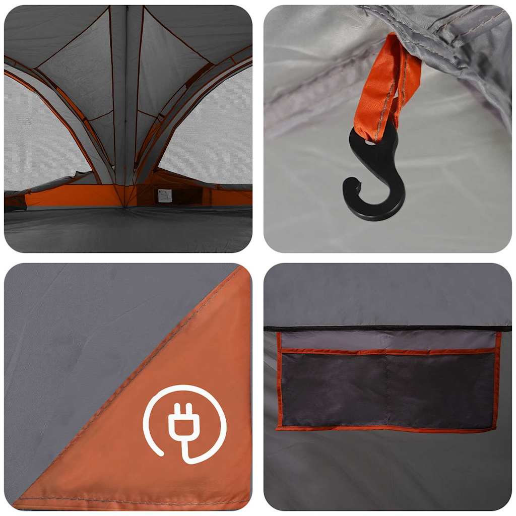 Familienzelt mit Dach Grau und Orange 460 x 430 x 214 cm