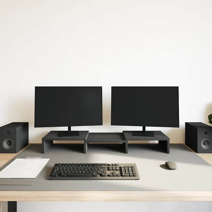 Monitorständer Verstellbar Schwarz Eichen-Optik 60x24x10,5 cm