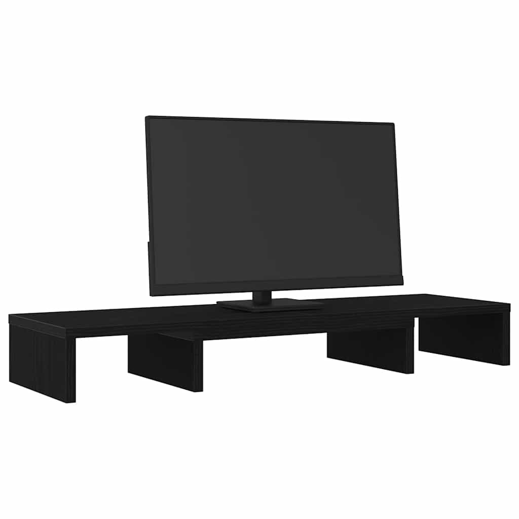 Monitorständer Verstellbar Schwarz Eichen-Optik 80x24x10,5 cm