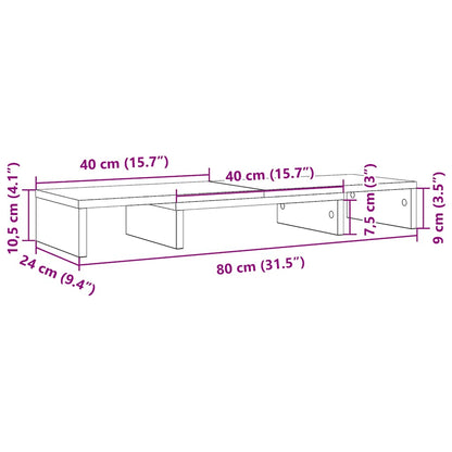 Monitorständer Verstellbar Schwarz Eichen-Optik 80x24x10,5 cm