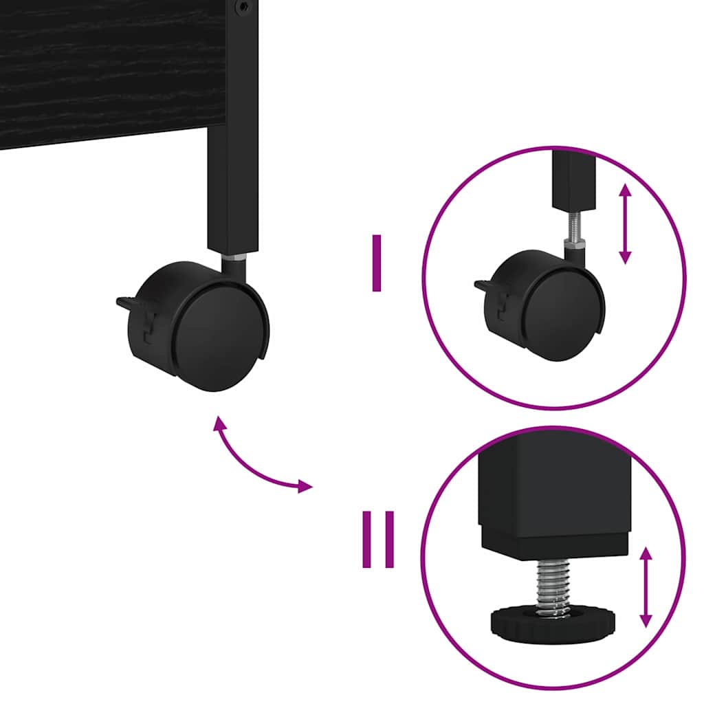 Küchentrolley Schwarz Eichen-Optik 50 x 30 x 70 cm