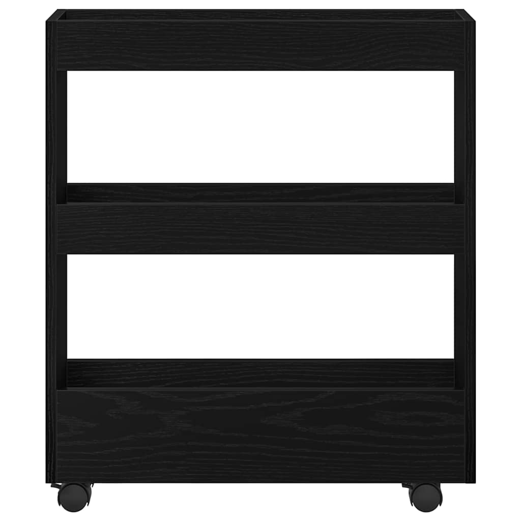 Schmaler Aufbewahrungswagen Schwarz Eichen-Optik
