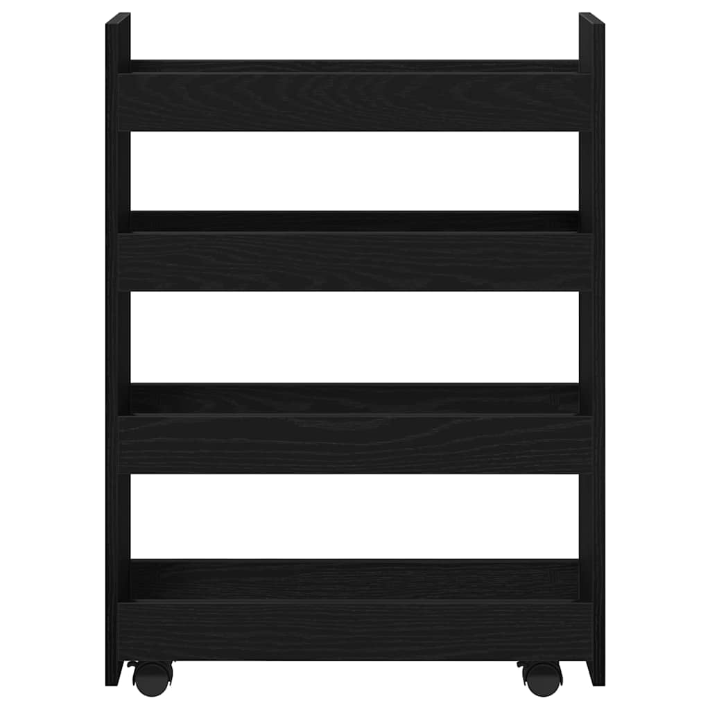 Schmaler Aufbewahrungswagen Schwarz Eichen-Optik