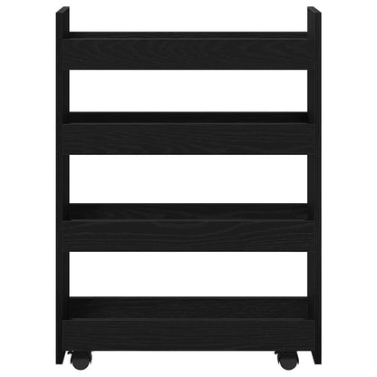 Schmaler Aufbewahrungswagen Schwarz Eichen-Optik