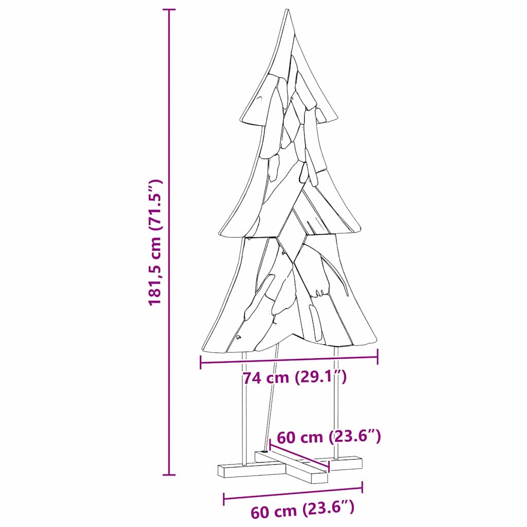 Weihnachtsbaum mit Ständer Braun 180 cm Massivholz Teak