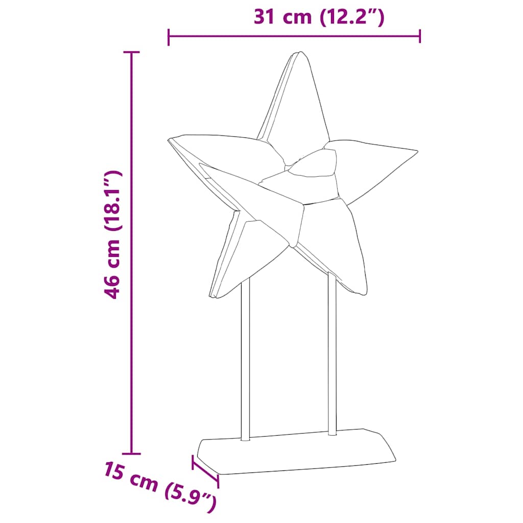 Weihnachtsstern Braun 30 x 5 x 45 cm Massivholz Teak