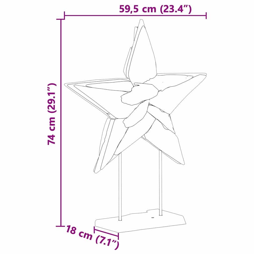 Weihnachtsstern Braun 60 x 5 x 75 cm Massivholz Teak