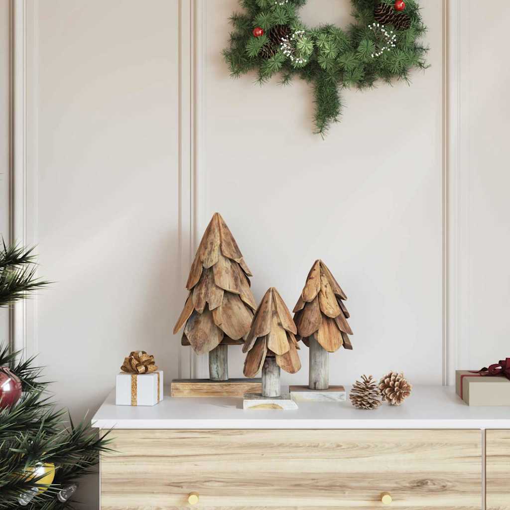 Weihnachtsbaum mit Ständer 3 pcs Braun Massivholz Teak