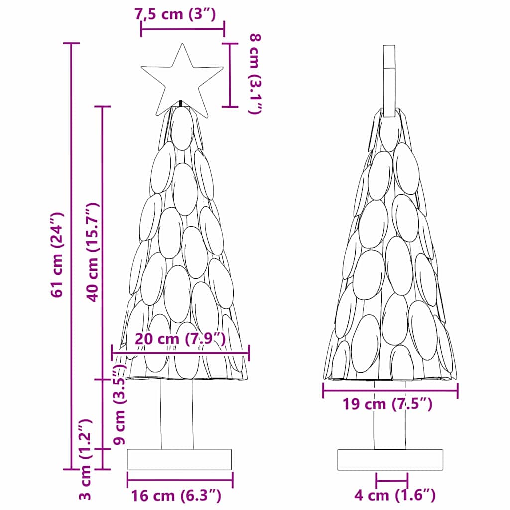 Weihnachtsbaum mit Ständer Braun 60 cm Massivholz Teak