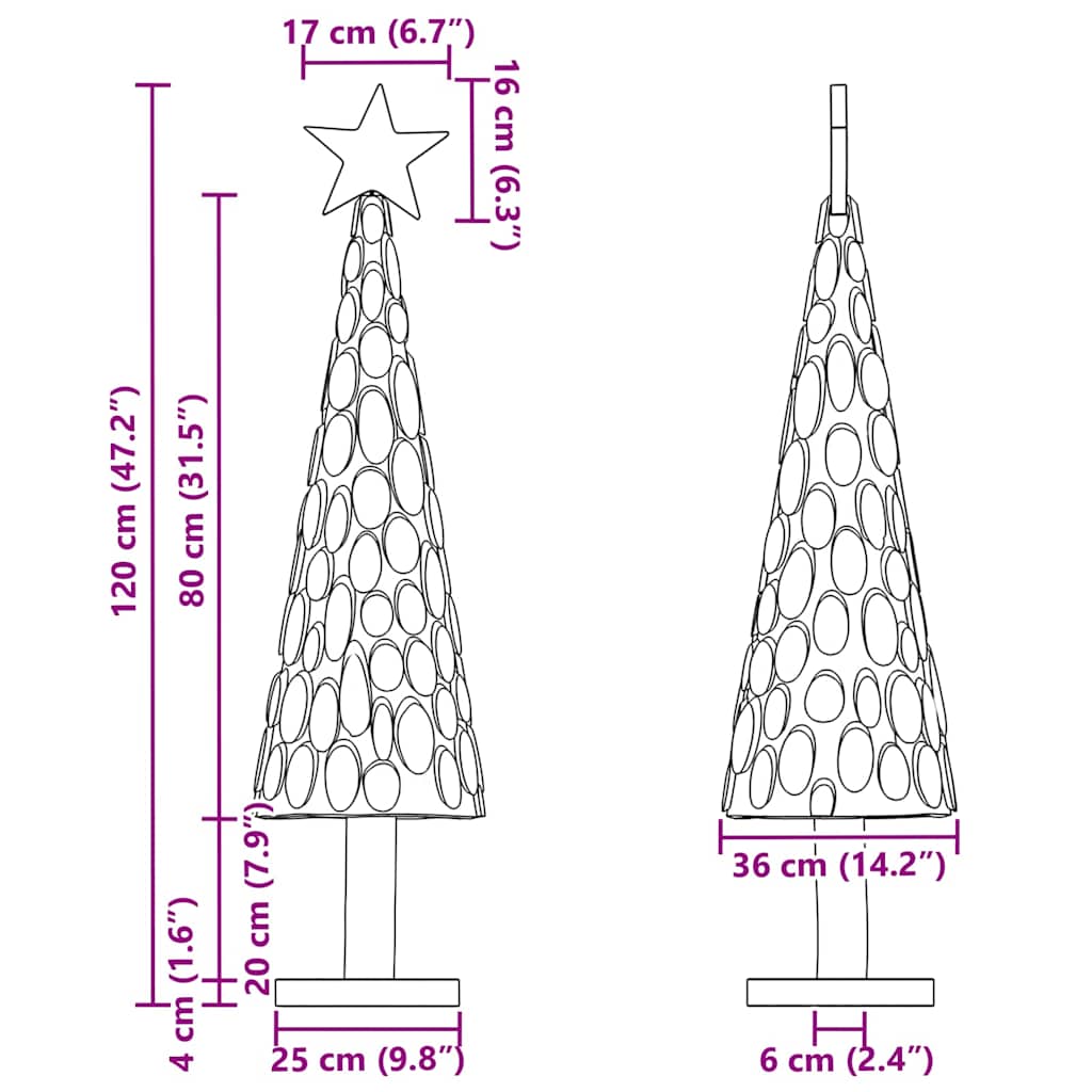 Weihnachtsbaum mit Ständer Braun 120 cm Massivholz Teak