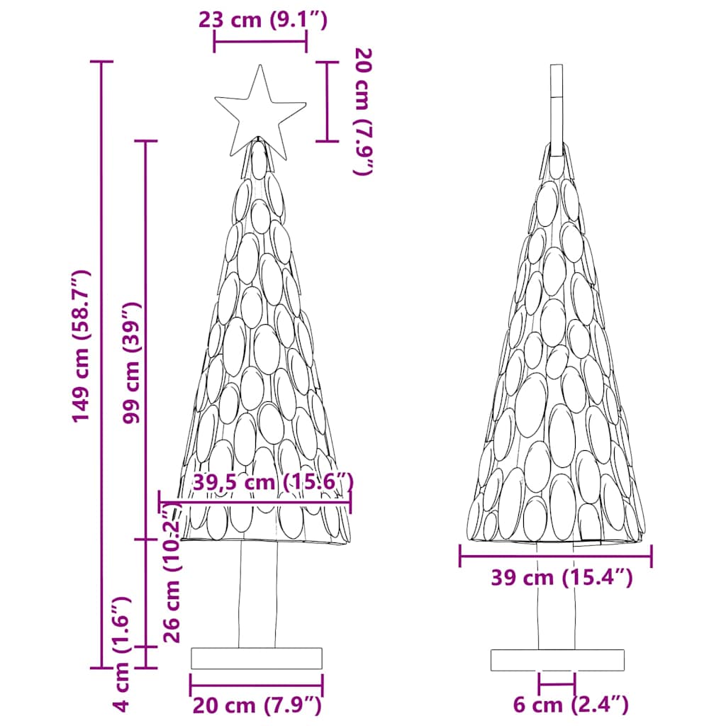 Weihnachtsbaum mit Ständer Braun 150 cm Massivholz Teak