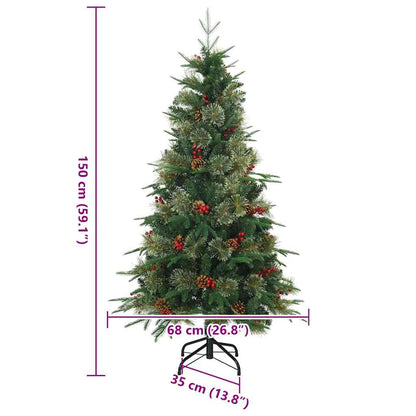 Künstlicher klappbarer Weihnachtsbaum mit Ständer Grün 150 cm