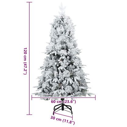 Künstlicher Scharnier-Weihnachtsbaum schneebedeckt Weiß 120 cm
