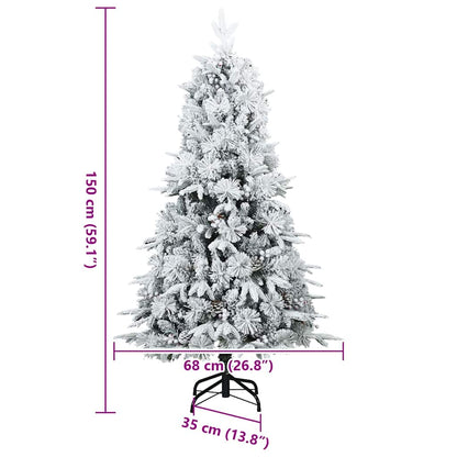 Künstlicher Scharnier-Weihnachtsbaum schneebedeckt Weiß 150 cm