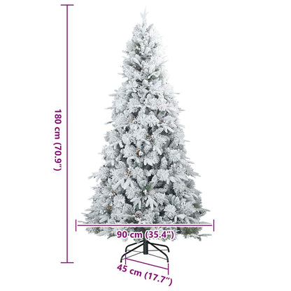Künstlicher Scharnier-Weihnachtsbaum schneebedeckt Weiß 180 cm