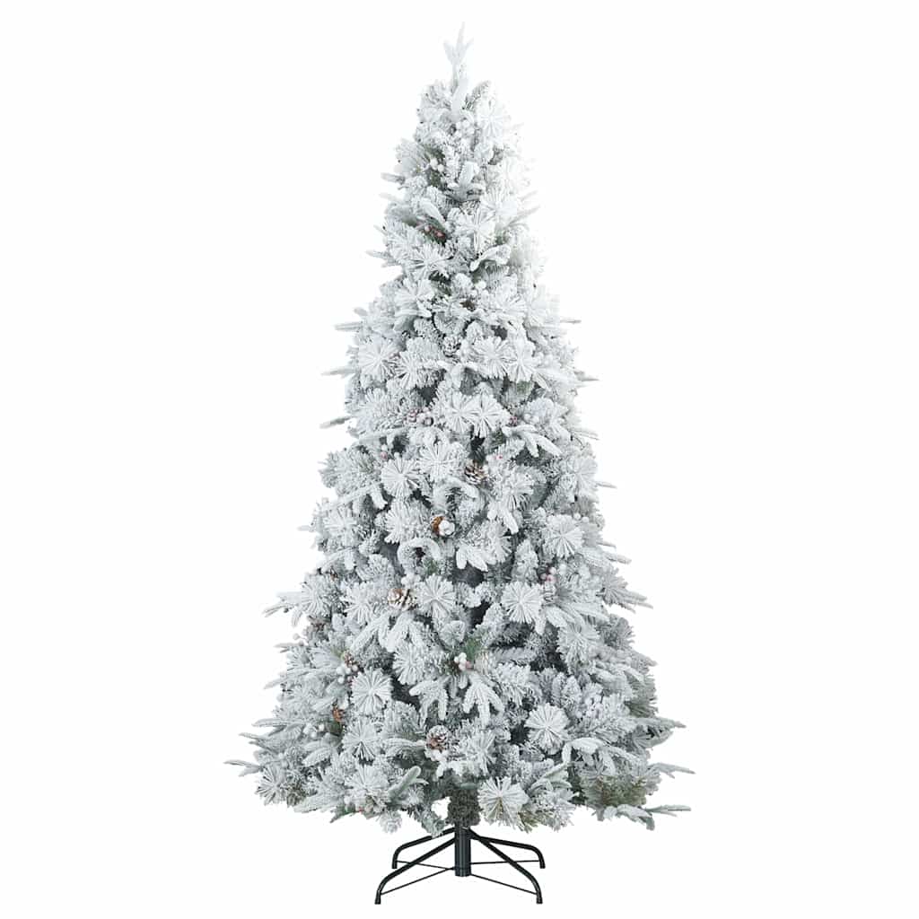 Künstlicher Scharnier-Weihnachtsbaum schneebedeckt Weiß 210 cm