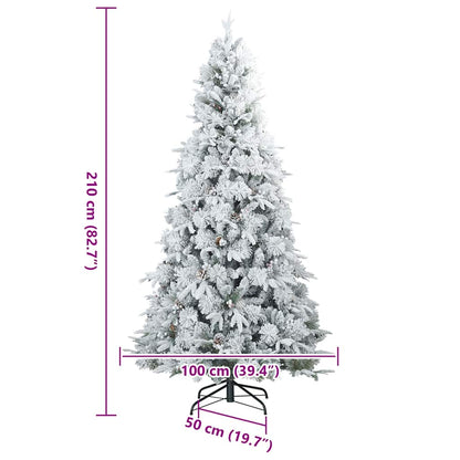 Künstlicher Scharnier-Weihnachtsbaum schneebedeckt Weiß 210 cm
