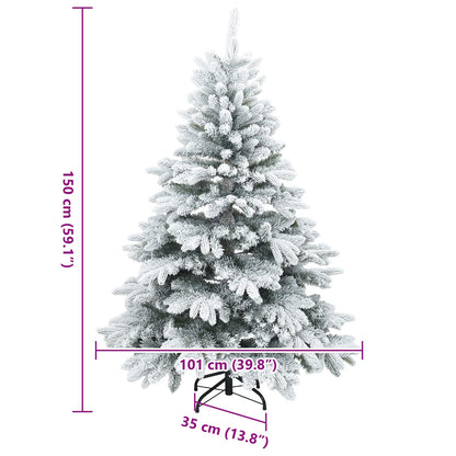 Künstlicher Scharnier-Weihnachtsbaum schneebedeckt Weiß 150 cm