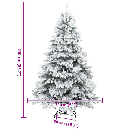 Künstlicher Scharnier-Weihnachtsbaum schneebedeckt Weiß 210 cm