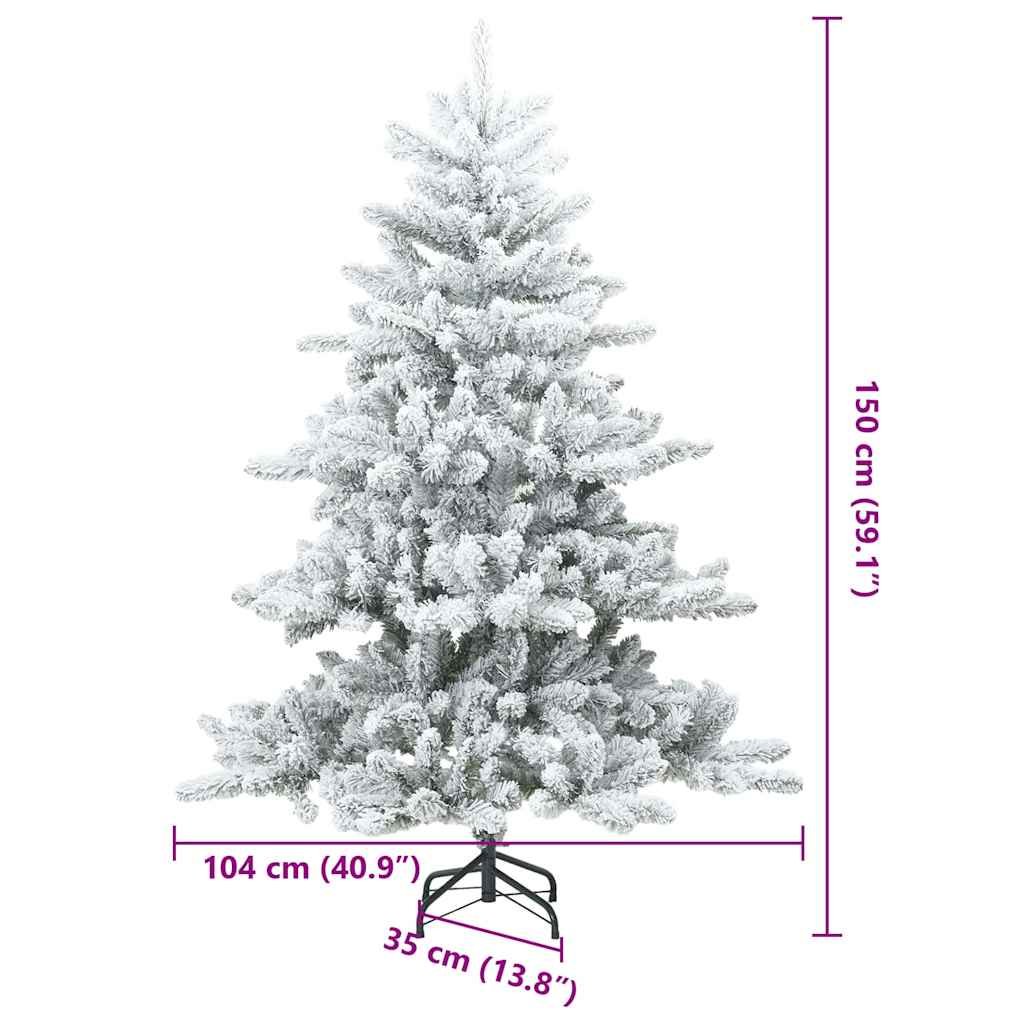 Künstlicher Scharnier-Weihnachtsbaum schneebedeckt Weiß 150 cm
