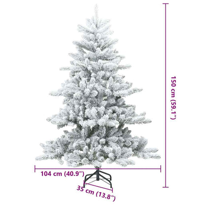 Künstlicher Scharnier-Weihnachtsbaum schneebedeckt Weiß 150 cm