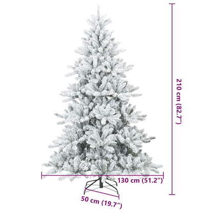 Künstlicher Scharnier-Weihnachtsbaum schneebedeckt Weiß 210 cm