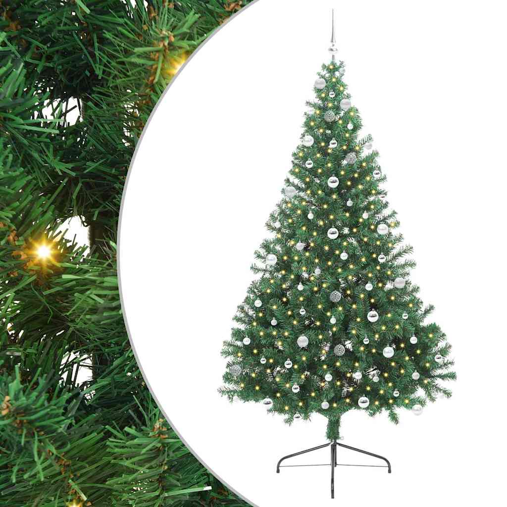 Künstlicher vorbeleuchteter Weihnachtsbaum Grün 240 cm PVC