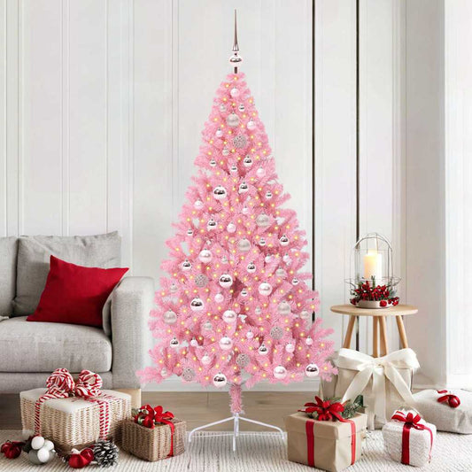Künstlicher vorbeleuchteter Weihnachtsbaum Rosa 180 cm PVC