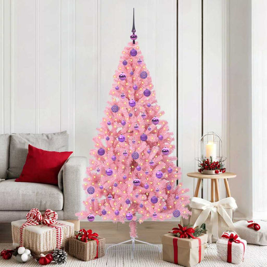 Künstlicher vorbeleuchteter Weihnachtsbaum Rosa 180 cm PVC