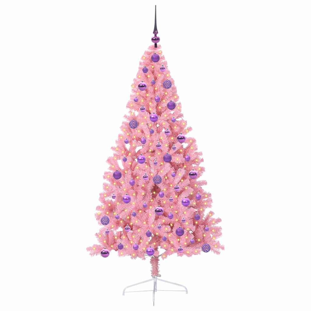 Künstlicher vorbeleuchteter Weihnachtsbaum Rosa 180 cm PVC